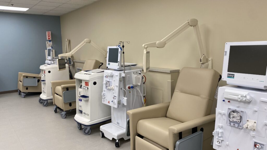 Image of various equipment associated with dialysis.